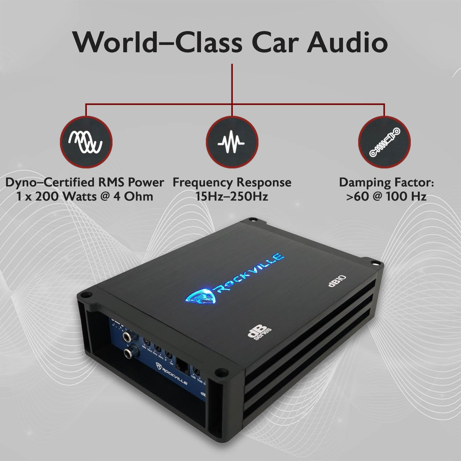 Rockville Db10 800W Mono 4-Ohm Car Amplifier, High-Speed MOSFET, Adjustable 12Db Crossover, LED, Remote Sub Control, Perfect for Car Audio and Subs image number 4