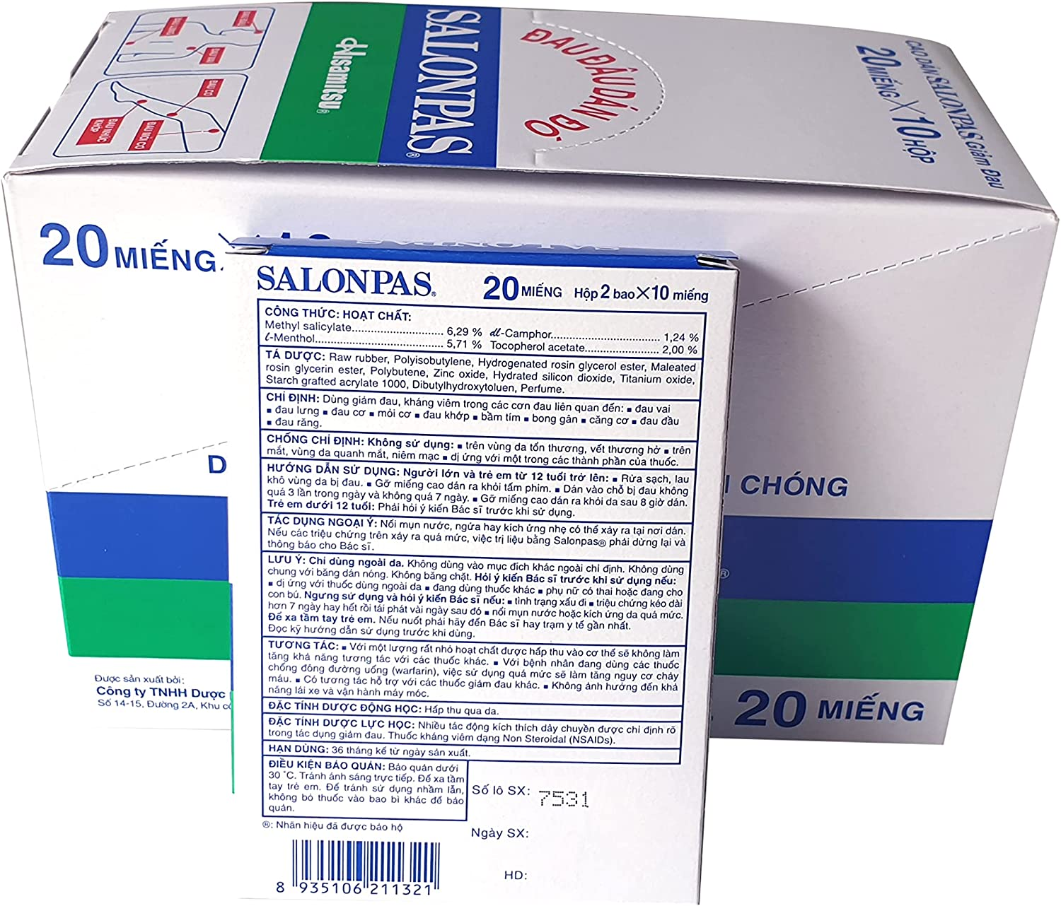 Hisamitsu Salonpas Pain Relief Patch 10 Packs 200 Patches per Box, Relieves Pains Aches Associated W Back Pain, Shoulder Pain, Muscle Pain, Arthritis, Bruises, Sprains, Fever, Toothache, Migraine image number 5