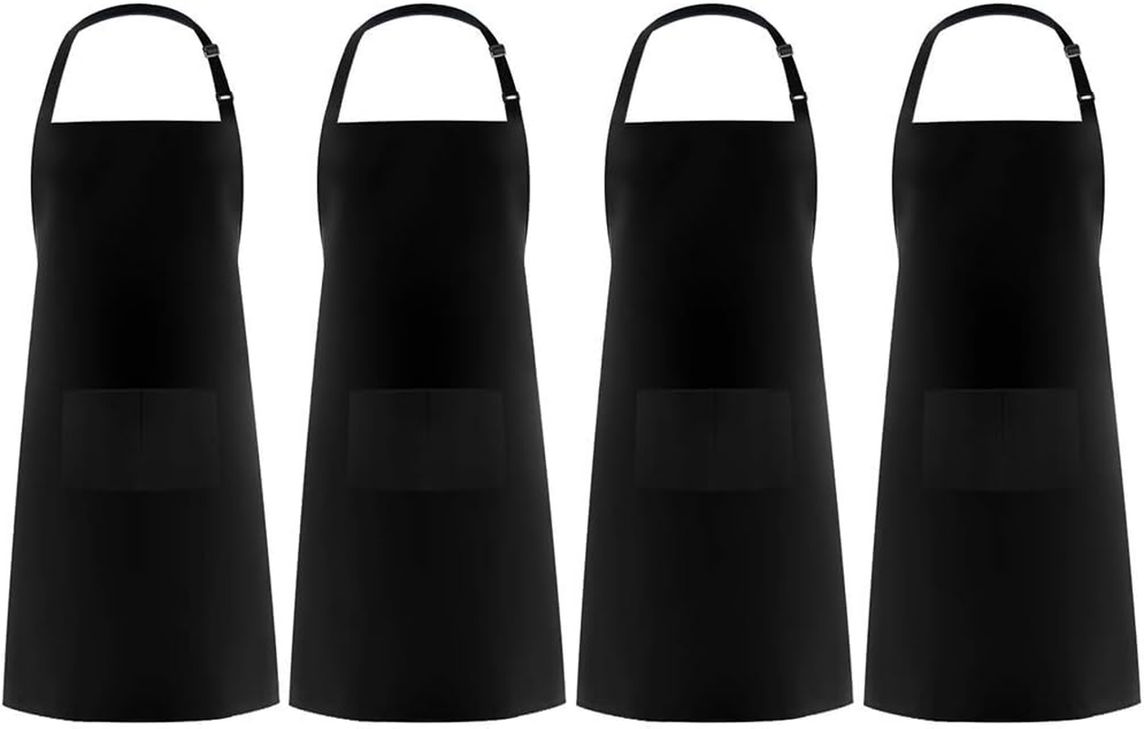 Ofrdncy Apron 1-4 Pack Adjustable Bib Apron with 2 Pockets Cooking Kitchen/Canvas Tool Aprons for Women Men Chef