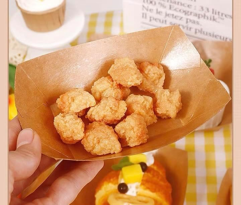 YC-GREHUN 100 Pcs Disposable Brown Kraft Paper Food Tray for French Fries and Nachos, BBQ Popcorn Party, Picnic and Wedding Party Snack Food Serving Tray image number 3