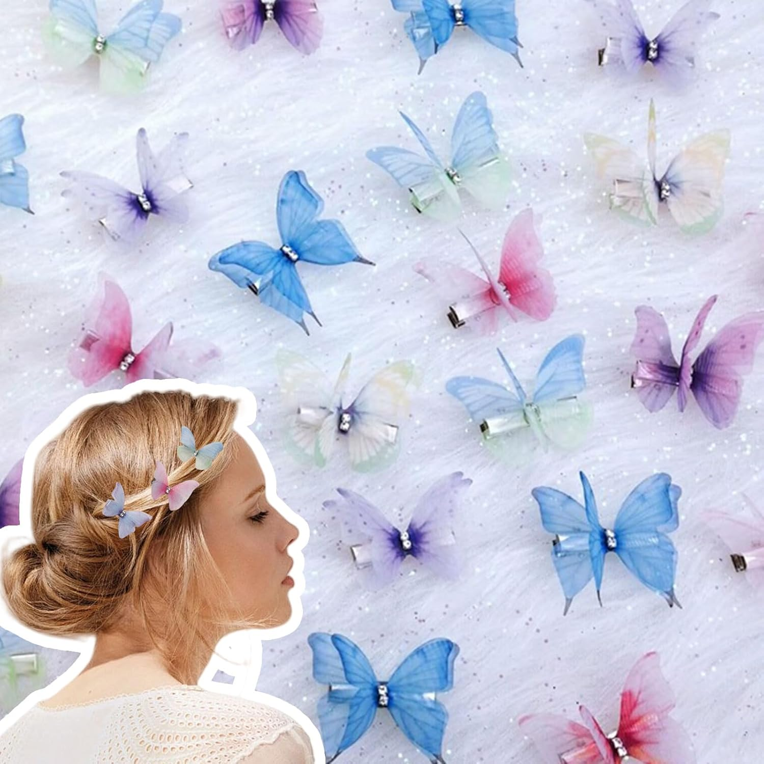 Butterfly Hair Clips,20Pcs Mixed Color 3D Double Layer Butterfly Hair Barrettes,Butterfly Hair Accessories for Girls Teens Women Christmas Birthday Gift image number 2