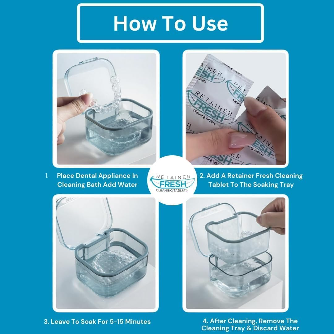 Retainer Cleaner Tablets - 120 Tablets 4 Month Retainer Fresh - Retainer Cleaning Tablets, Mouth Guard Cleaner, Denture Cleaner, Aligner Cleaner, Brite Retainer Tablets image number 3