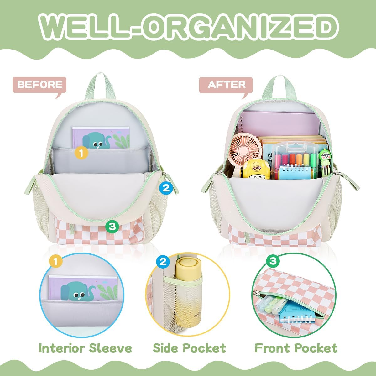 PIG PIG GIRL Toddler Backpack, Preschool Mini Backpack for Small Kids Boys and Girls 1-4 Years Old Kindergarten Small Bookbag image number 7