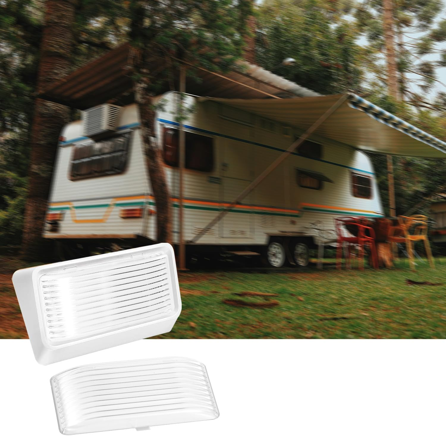 2Pcs Replacement Lens Parts for RV Exterior Porch Light, Plastic Camper Lights Cover Trailer Accessories Compatible with BARGMAN 34-78-517,515, 522 (Transparent) image number 5