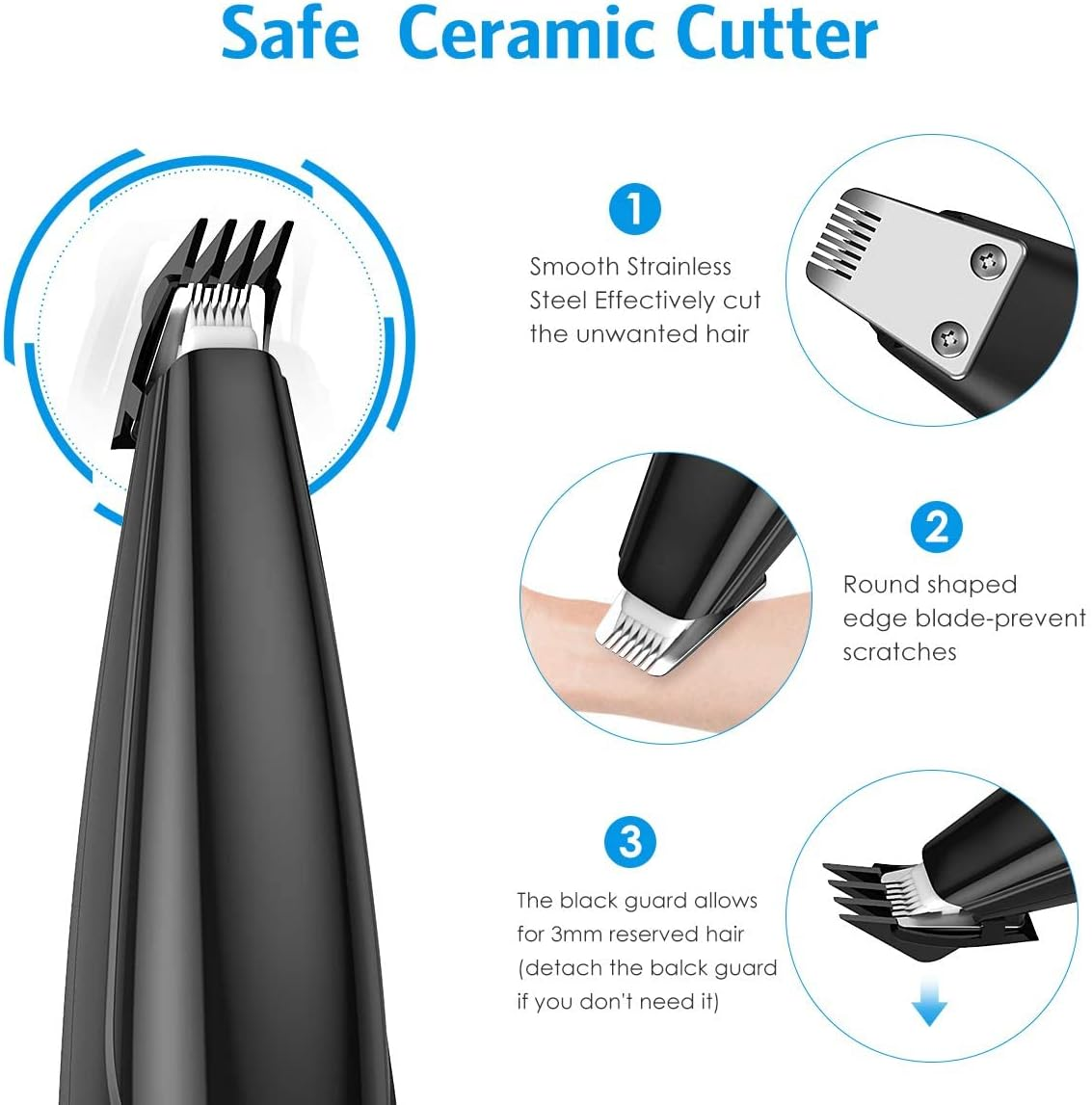 Dog Grooming Clippers, Electric Cat Dog Paw Clippers, Low Noise Pet Clipper, USB Rechargeable Pehair Trimmer, 2 Speed Clippes Dogs Grooming for Hair around Face, Eyes, Ears, Rump, Paws image number 5
