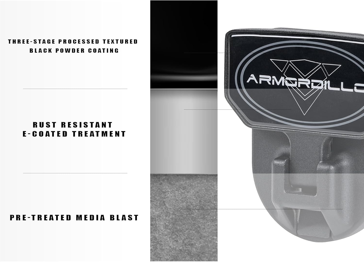 Armordillo FD Series 5" Foldable Rear Hitch Step|Compatible for Class 4 Trailer Hitch 2" Receiver|Hitch Step Bar|Folding Fold-Up Rear Step|8724552|Matte Black|Steel|Universal image number 7