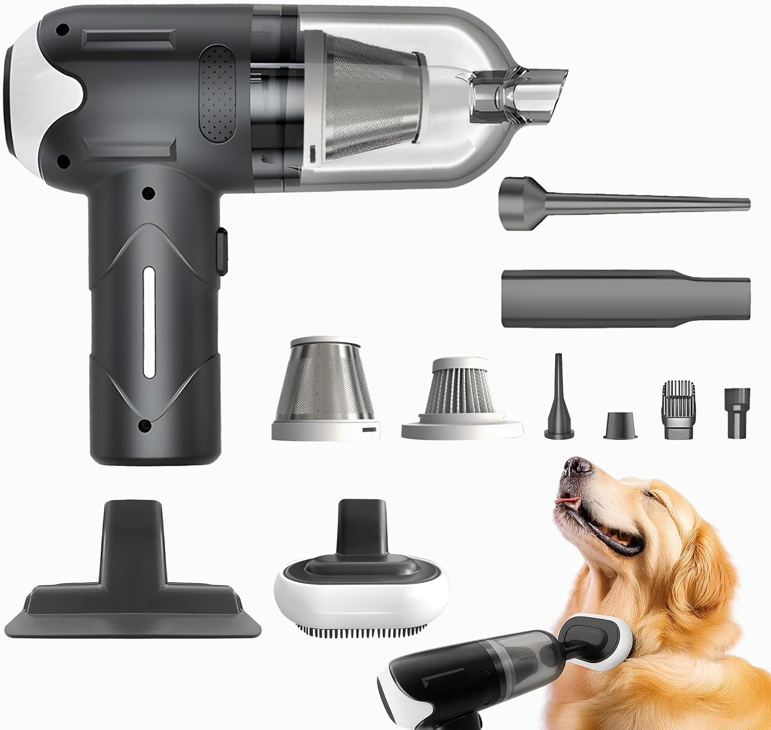 Paws2U Car Vacuum Cleaner, Powerful Handheld Vacuum Cordless, Rechargeable Portable Lightweight Mini Vacuum Cleaner Compressed Air Duster Air Blower for Car Home Pet Hair Deep Cleaning image number 5