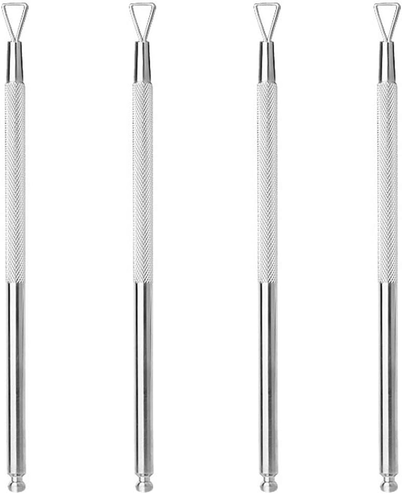 4 Pieces Nail Cuticle Pusher Stainless Steel Cuticle Pusher Triangle Cuticle Peeler Scraper Cuticle Pusher Nail Cleaner Remove Gel Nail Polish Nail Art Remover Tool for Fingernail and Toenail, Silver