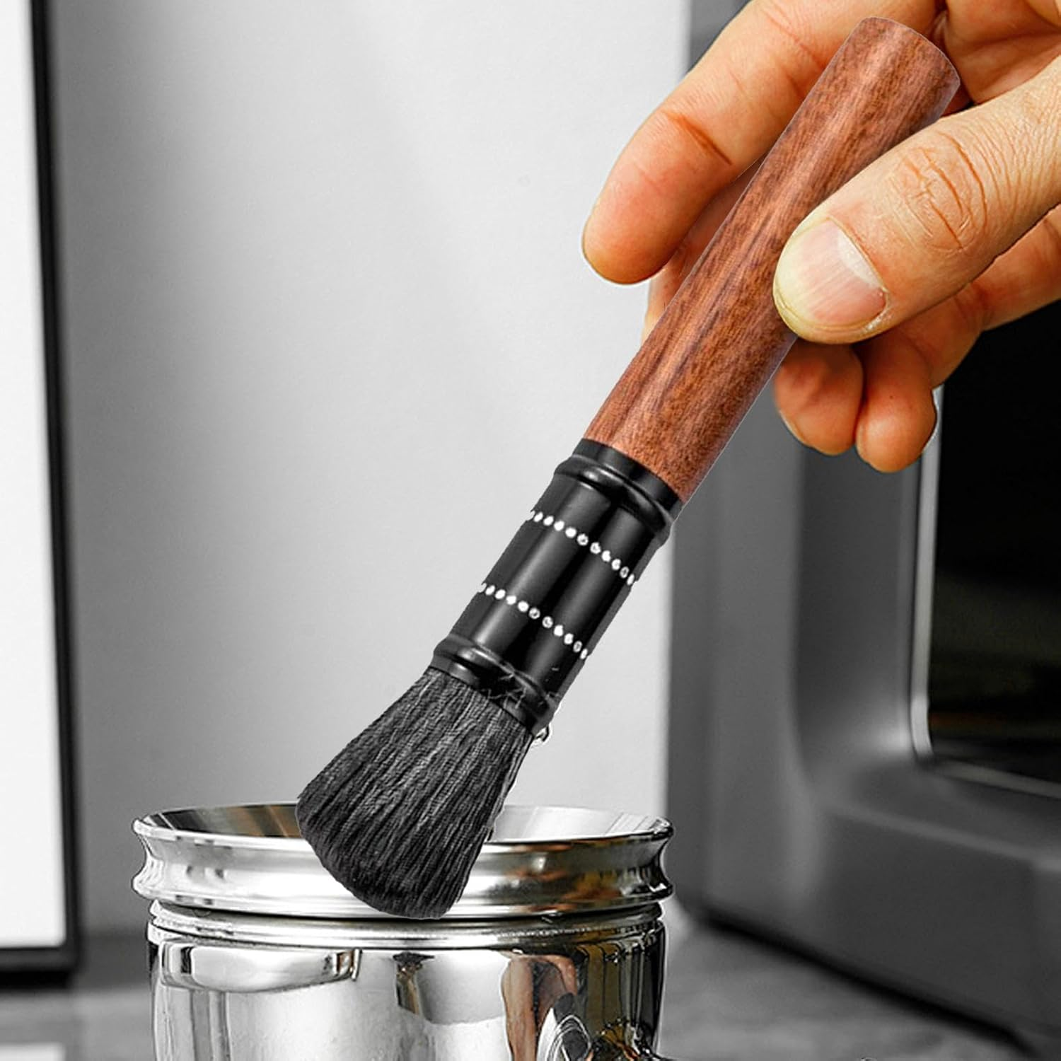 Coffee Grinder Cleaner | Wooden Handle Espresso Powder Cleaner - 16.9Cm Flexible Coffee Powder Brush, Soft Espresso Machine Cleaning Brush for Home, Studio, Coffee Shop image number 3