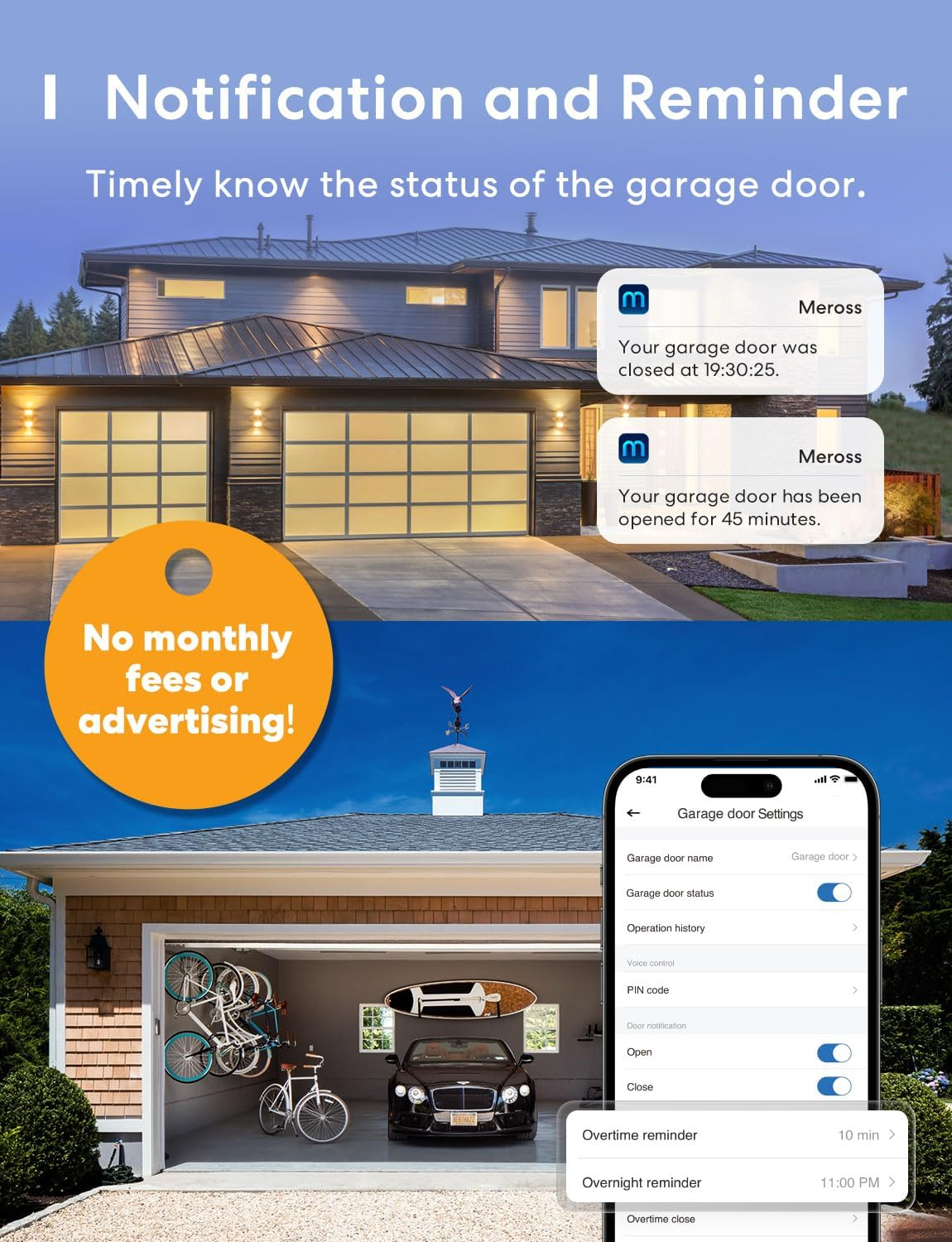 Meross Smart Wi-Fi Garage Door Opener Remote, APP Control, Compatible with Alexa, Google Assistant, No Hub Needed image number 6