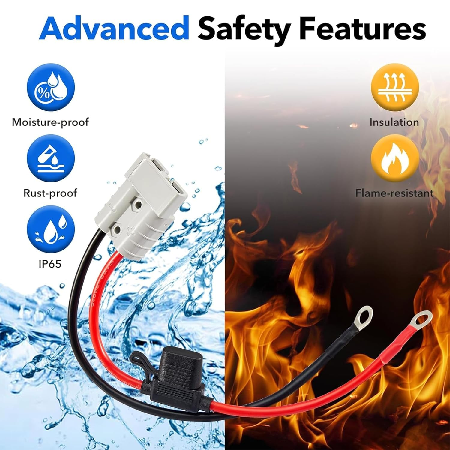 2Pcs Anderson Plug Connector ，Quick Connectors ，Anderson Plug Extension Cable,Lead 50Amp ，10 AWG 6Mm Automotive Cable for Car Battery,Automotive Accessories Battery Extension Cables(1Pcs) image number 2