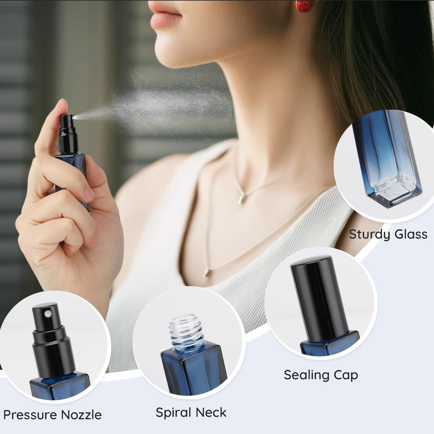 Weenwill Perfume Atomiser, Pack of 6 Mini Perfume Atomisers for Travel, Portable Perfume Atomiser, Refillable, Empty, Atomiser Perfume Spray Bottle, Perfume Sprayer for Travel Men and Women image number 3