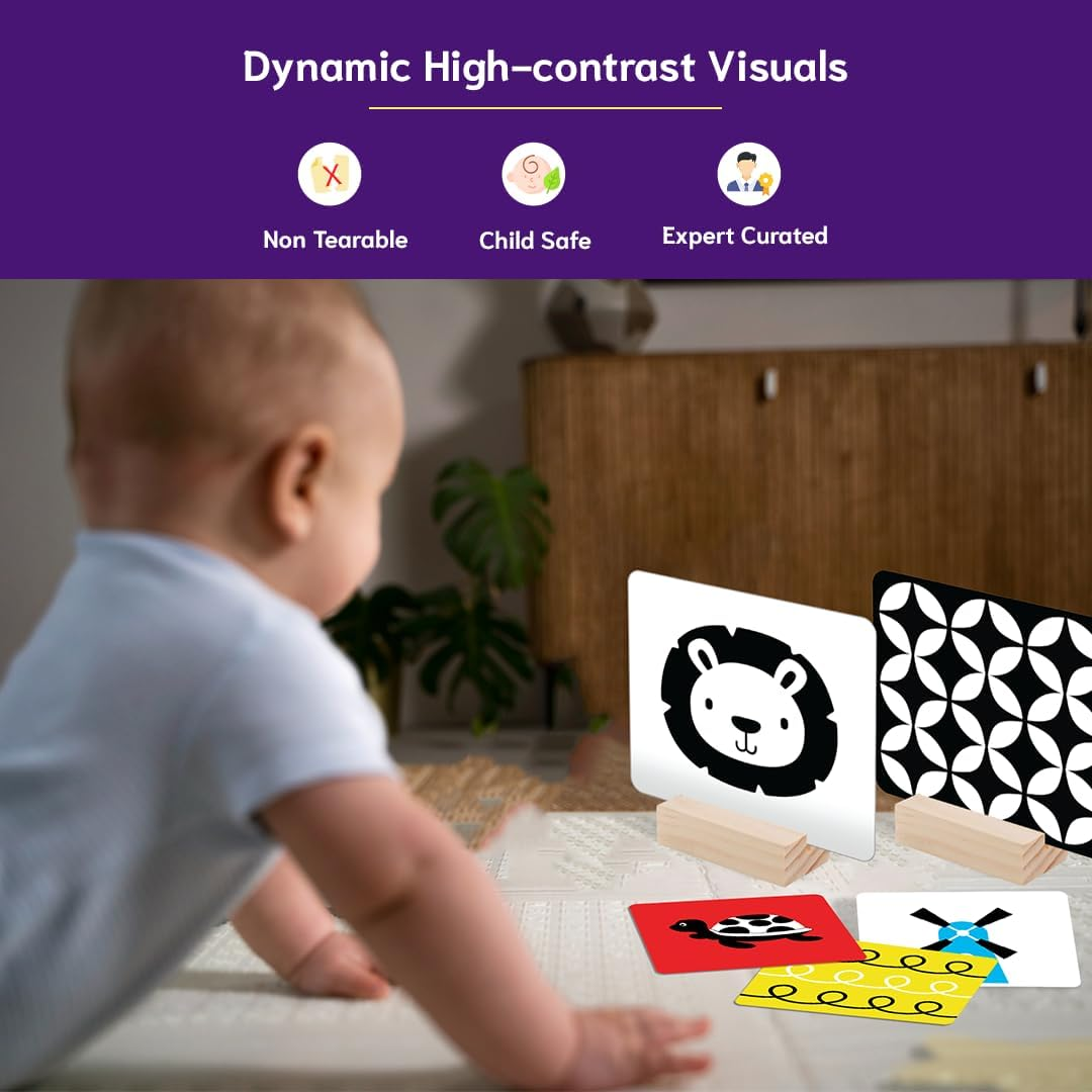 High Contrast Flashcards for 0-12 Months - Black, White & Primary Colors for Visual Stimulation | 60 Large Pictures for Newborn Babies & Infants, Gifts, Travel Friendly image number 4