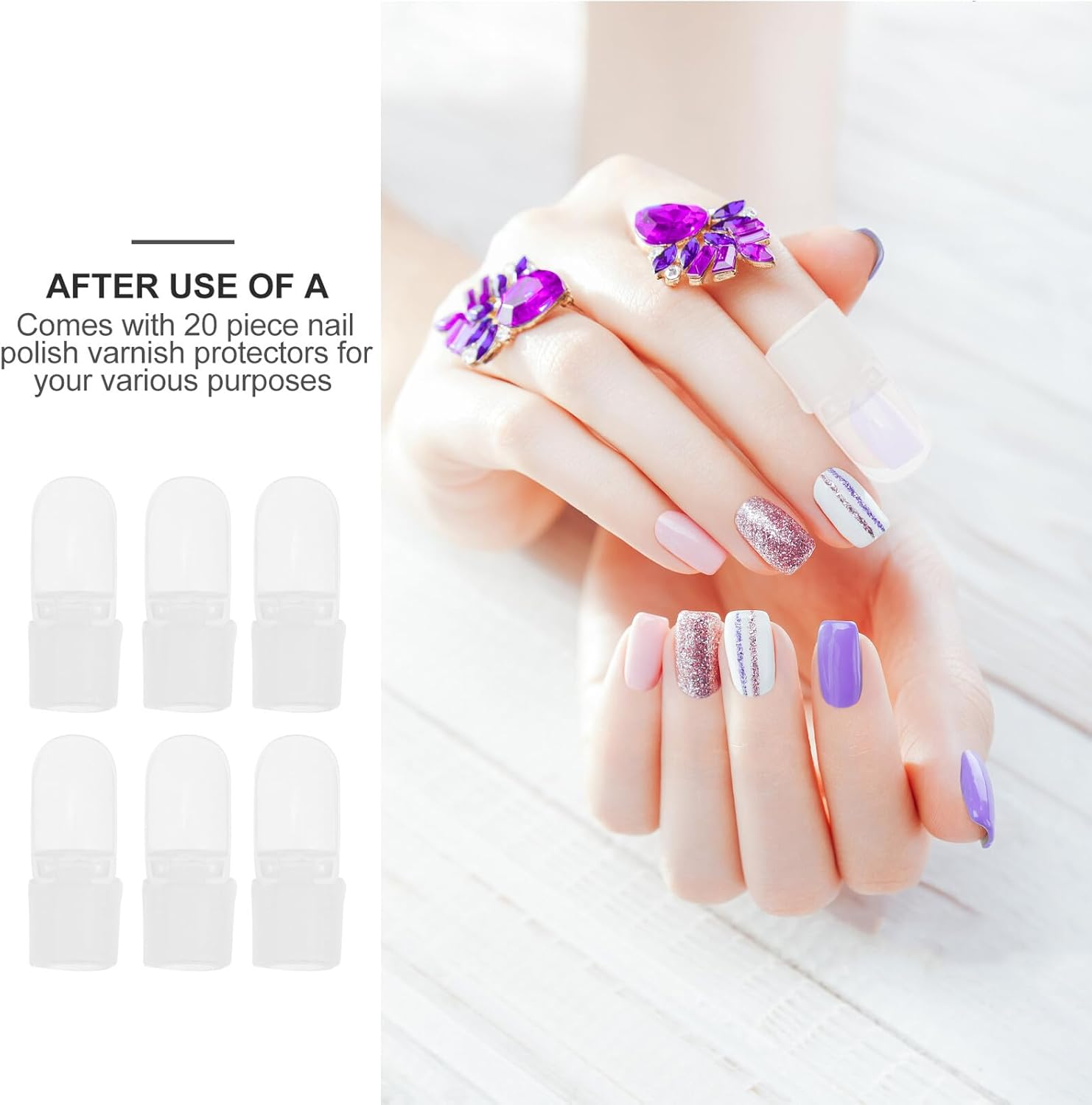 LIFKICH 20Pcs Transparent Nail Polish Cover Nail Varnish Protector for Women Manicure Finger Tips Preventing Stains Clothes and Hair Easy to Use at Home Salon image number 1