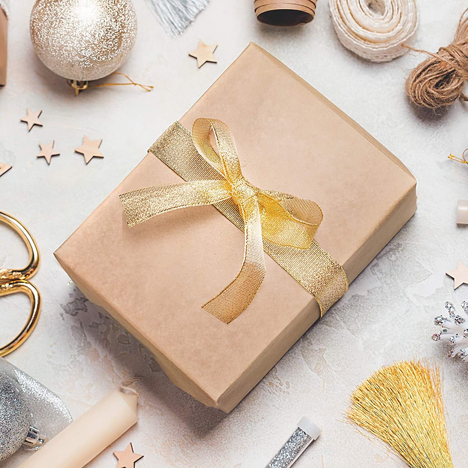 CHRORINE 60 Sheets Kraft Tissue Paper Bulk Brown Wrapping Paper Art Paper Crafts for DIY Project Birthday Holiday Craft Decor image number 3