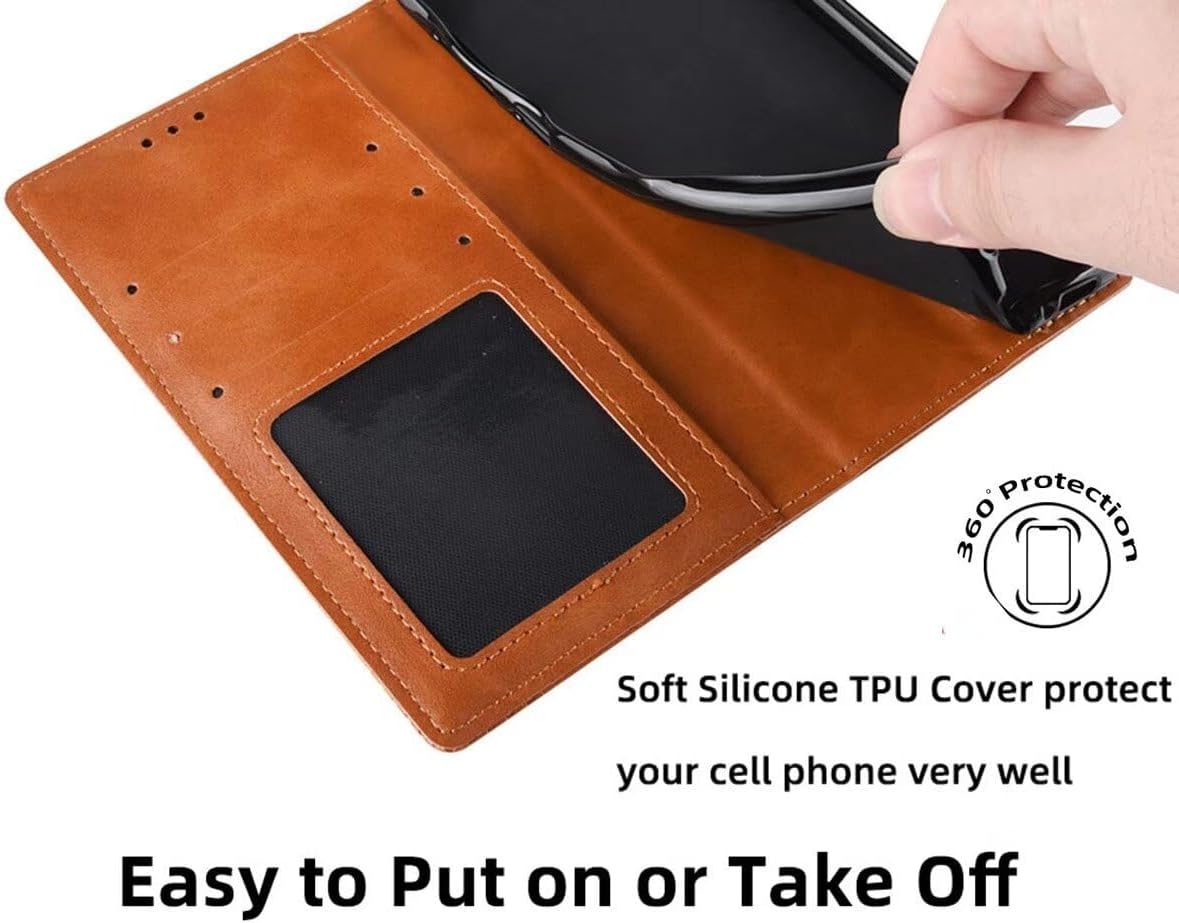 SEAHAI Leather Folio Case for Motorola Edge 60 Fusion/Edge 60 5G, Premium PU Wallet Cover with Credit Card Pocket/Cash Slots/Support Kickstand, Flip Magnetic Automatic Adsorption Shell - Blue