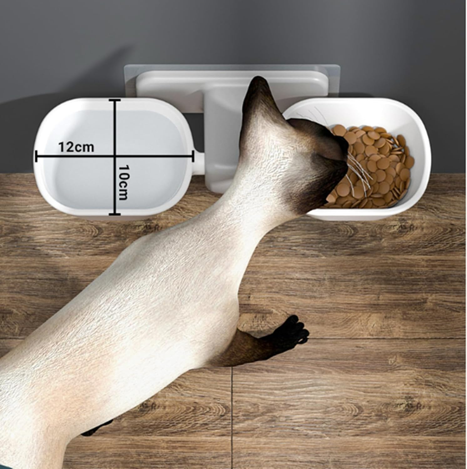 Cicixixi Cat Bowls for Cats, Feeding Bowl, Cat Bowl, Double Bowl for Cats, Feeding Bowls, Cat Food, Wall Mounted, with Raised Stand Holder, Removable Bowl image number 5