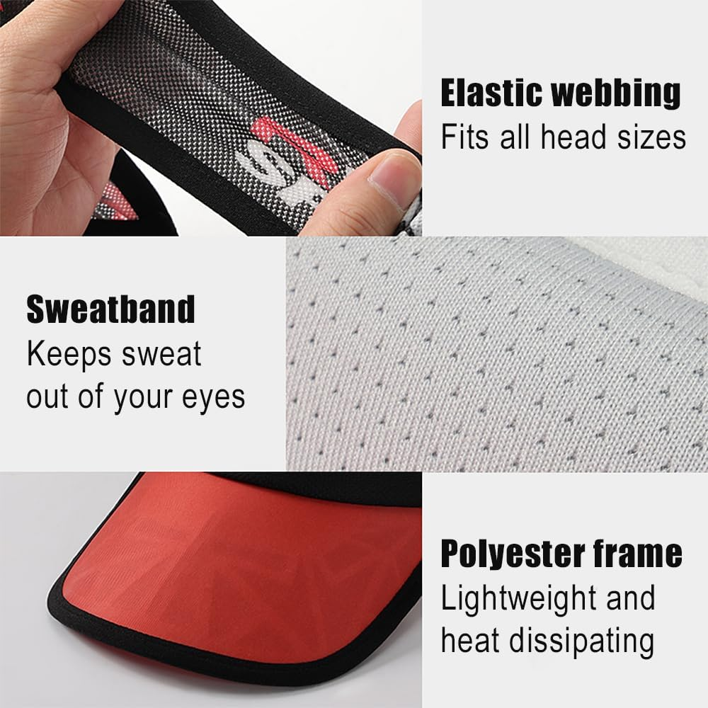 Ptduabenlu Sports Sun Visor Cap Men Women Lightweight Packable Cooling Stretchy Outdoor Visor Hat for Riding Fishing Running Tennis Golf image number 4