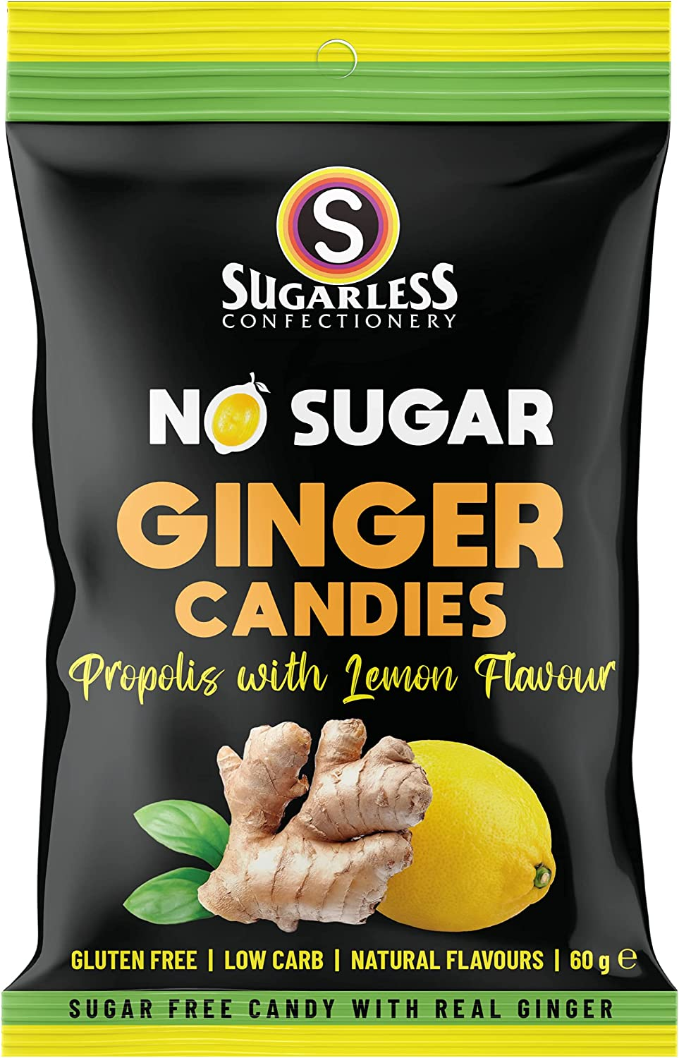 Sugarless Confectionery Sugar Free Ginger Candies with Mango Flavour 60G image number 4