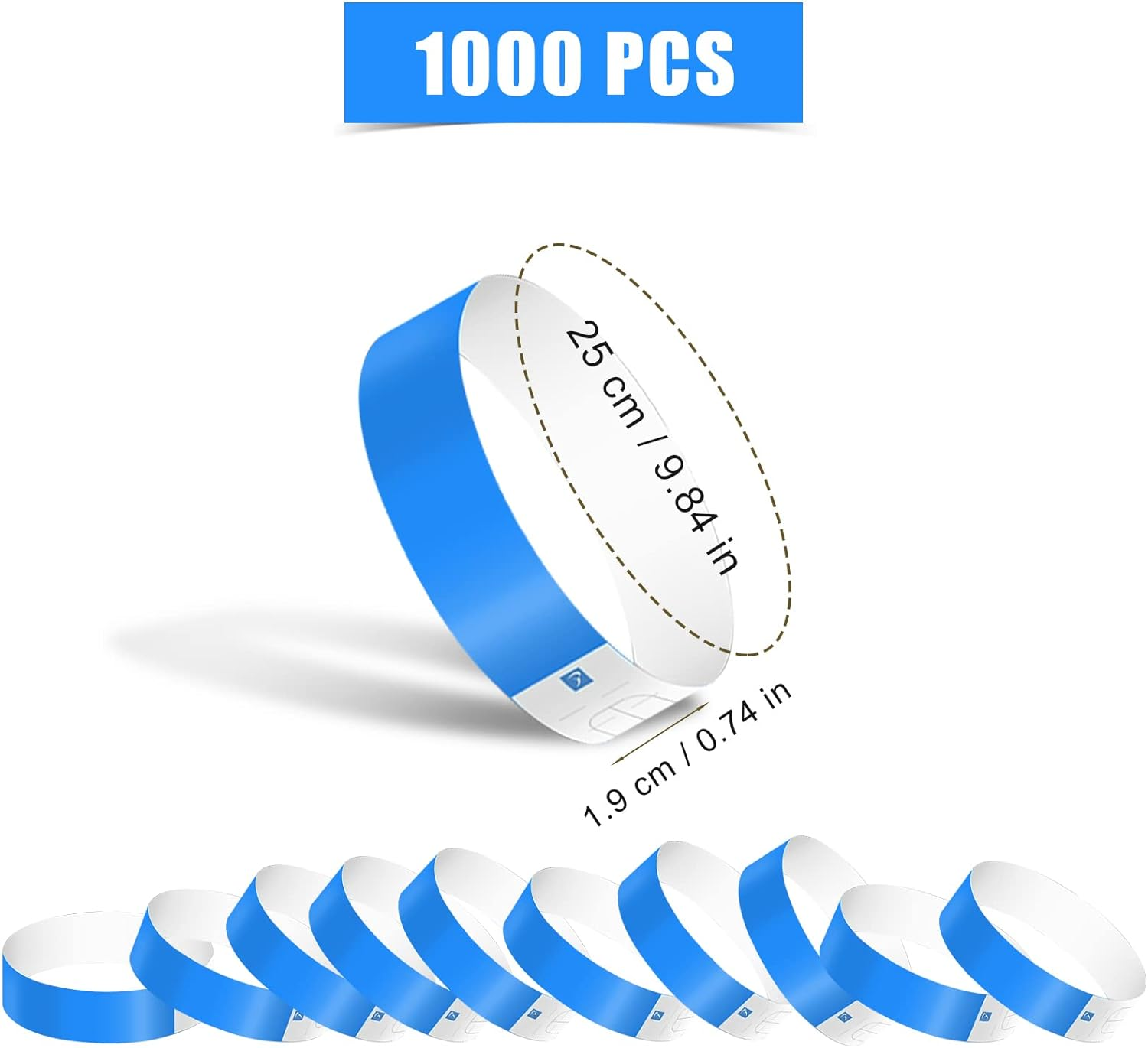 KINBOM 1000Pcs Neon Wristband, Waterproof Paper Wristbands for Events Entrance Wristbands Paper Bracelets for Events Parties Music Festivals Concerts Contests (Blue) image number 2