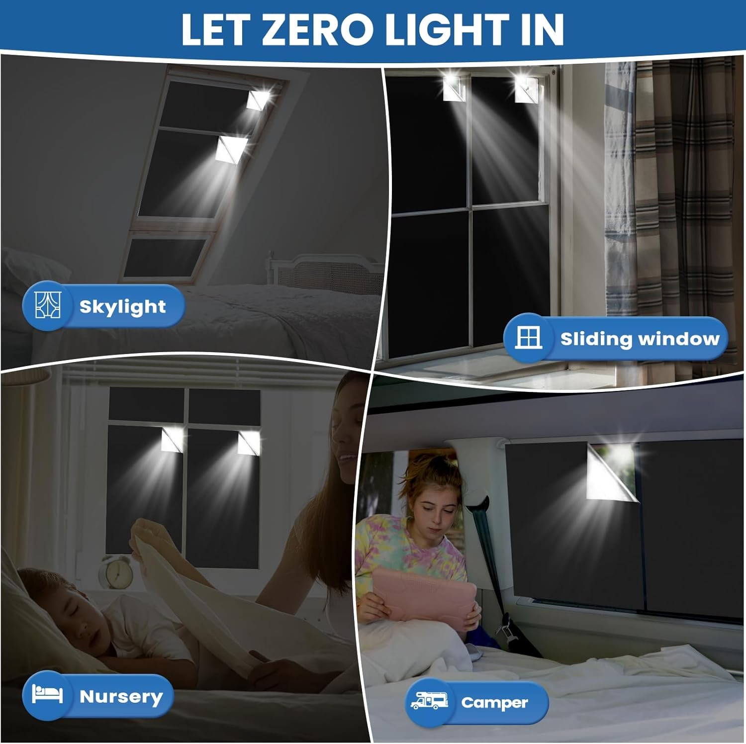 BKSAI Blackout Window Cover No Drill Cuttable 57X78 Inch 100% Black Out Windows Film Room Darkening Shades Traceless Removeable image number 6