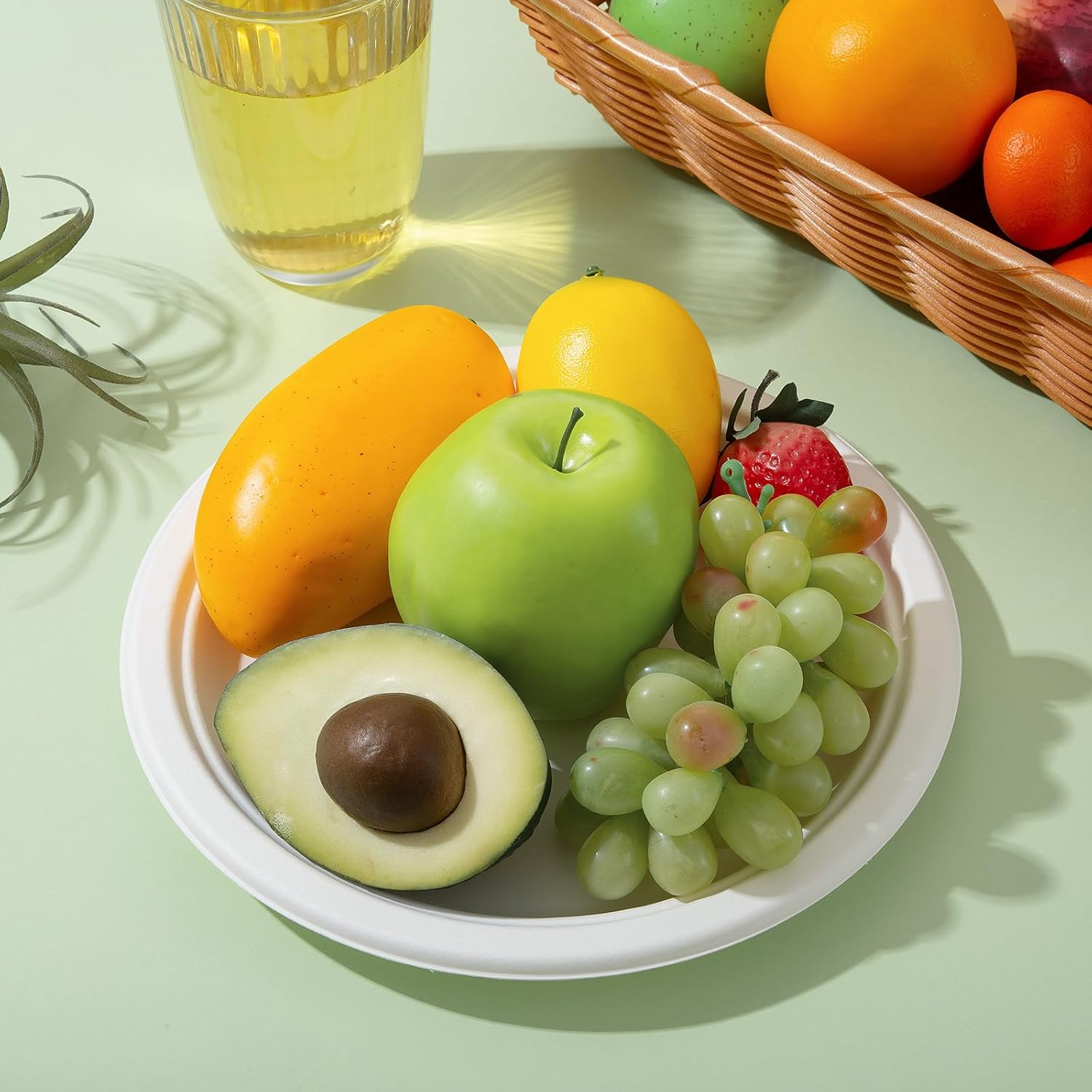 Xinligoods [125 Pcs, White, 9 Inch] Disposable Party Plates, Eco-Friendly, Biodegradable, Plant-Based, Perfect for Party, Camping, Picnic image number 5