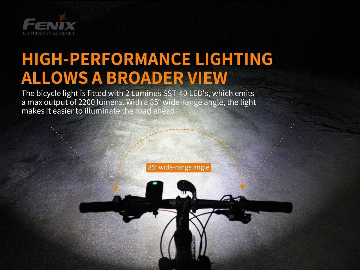 Fenix BC30 V2.0 2200 Lumen LED Bike Light &ndash;IP67 Waterproof Bicycle Light with 50,000Hrs Lifespan Comes with Quick-Release Bike Mount for Mountain Cycling &ndash; Bike Head Lamp with Flash