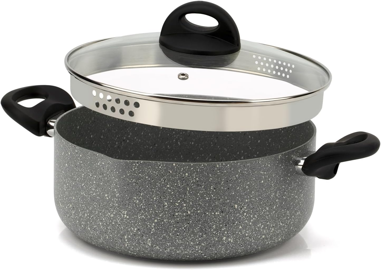 RELICE Non Stick Pot Cooking Stock Pots Saucepan Multipurpose Cast Cookware Set Pan with Strainer Glass Lid 4.4 Qt Two-Handled for Soup Noodle, Induction Comptable, PFOA Free 2025 New 24CM (4.2L) image number 6