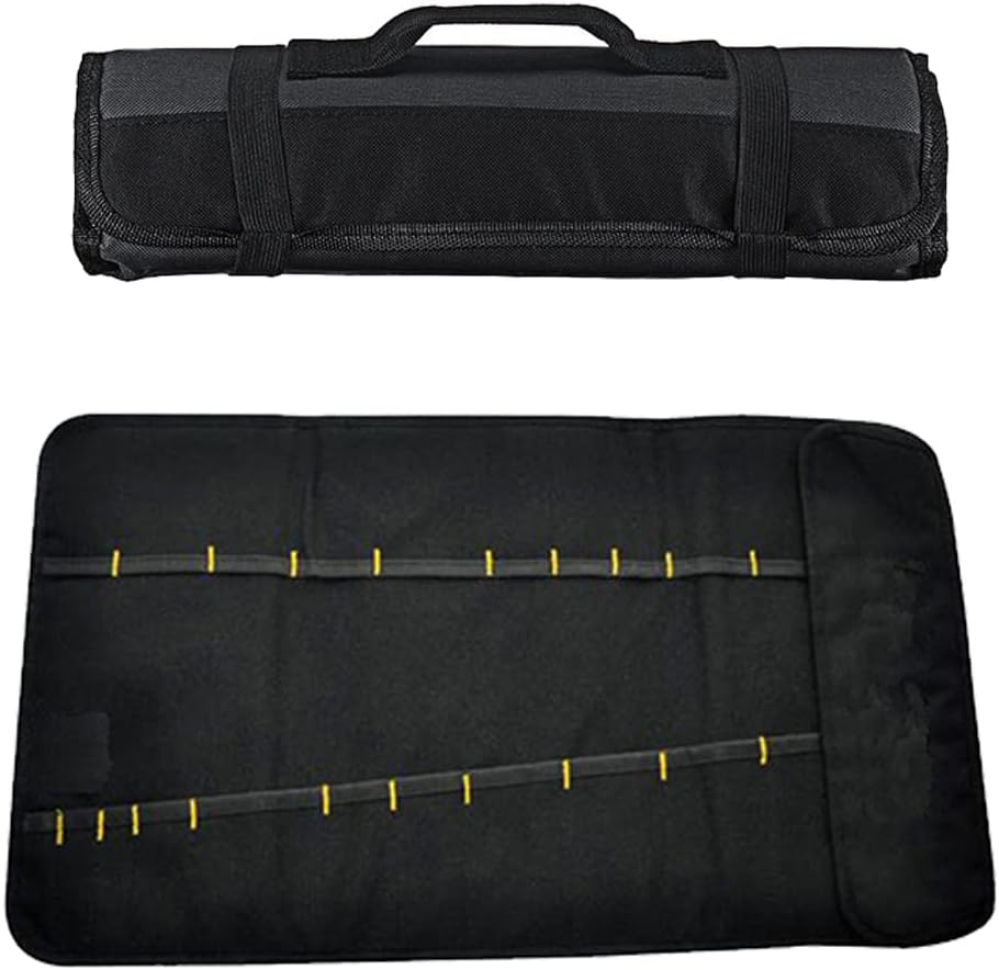 22 Slot Chef Knife Bag Carry Roll with Handles Kitchen Portable Storage Bag - 22 Slot Black image number 3