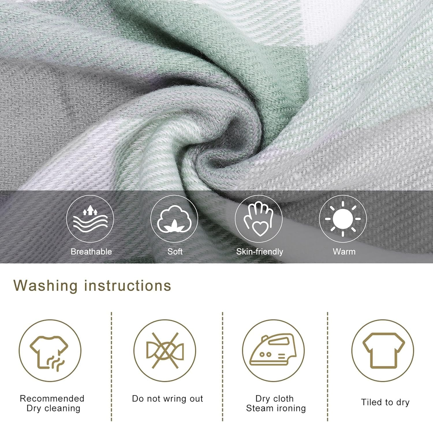 Women Tartan Scarf - Winter Long Scarves Plaid Warm Wraps Wool British Style for Ladies Spinning Tassel Shawl Long Stole image number 2