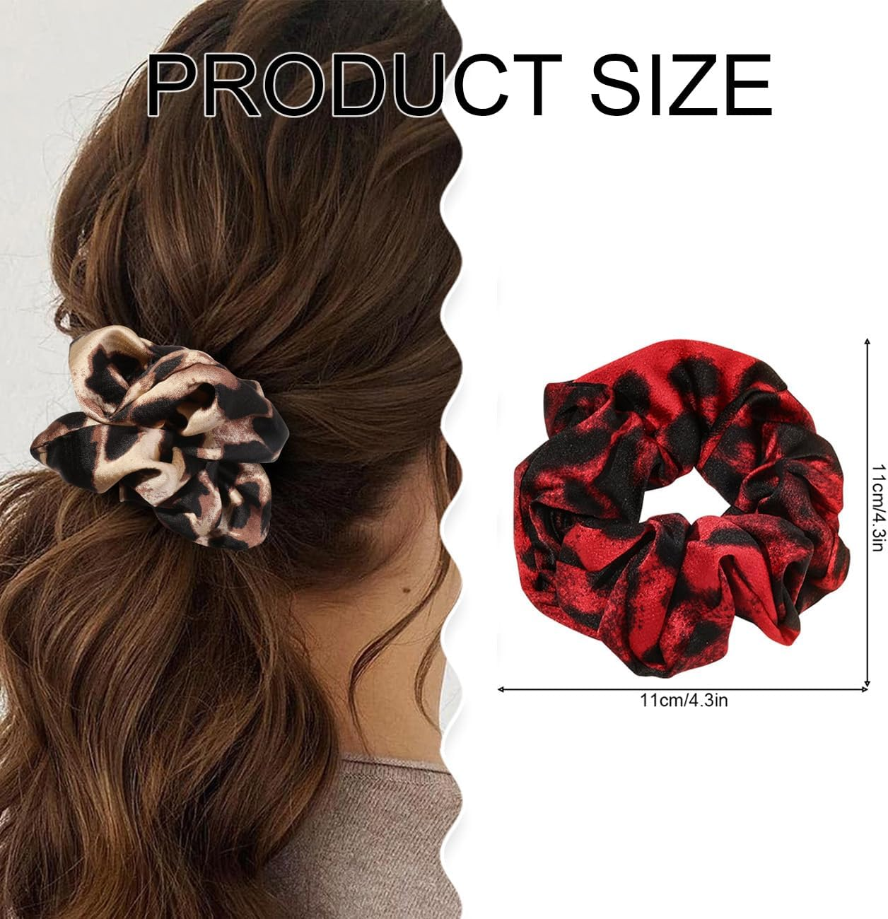 Gaodercha Pack of 4 Soft Hair Scrunchies 4 Styles Retro Hair Ties with Leopard Print Elastic Hair Bands Ropes Leopard Print Scrunchie Ponytail Holder Accessories for Long or Thick Curly Hair image number 3