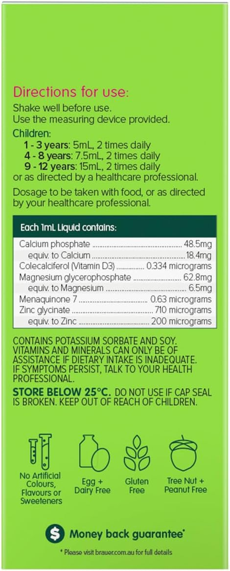 Brauer Kids Liquid Calcium with Magnesium & Zinc - 200ML