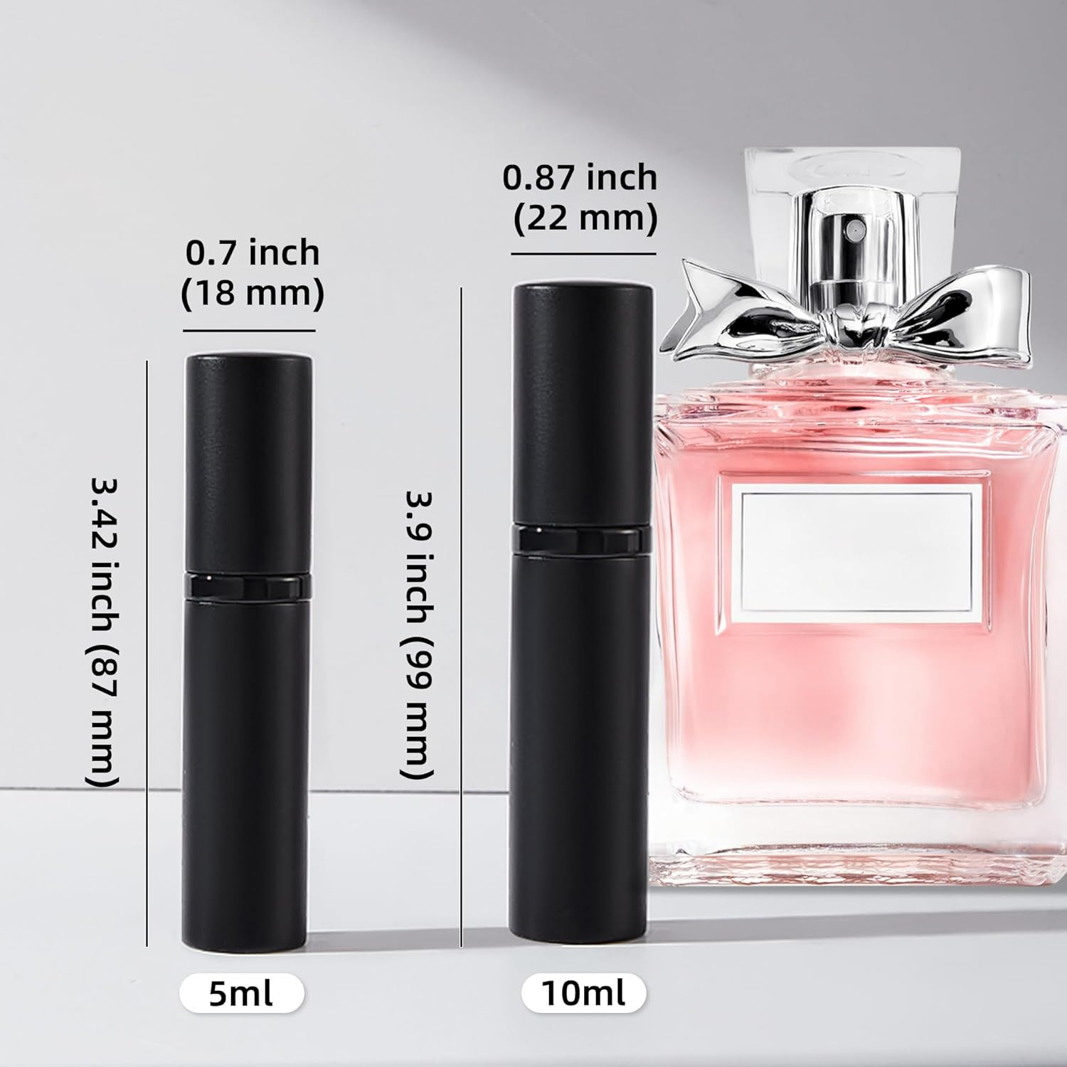 Muilsae AA01BK Perfume Atomiser 0.34 Oz Refillable Perfume Bottle Portable and Bag Cologne Dispenser Bottom Fill for Travel and Holidays (Black 10 Ml) - Pink 10Ml image number 2