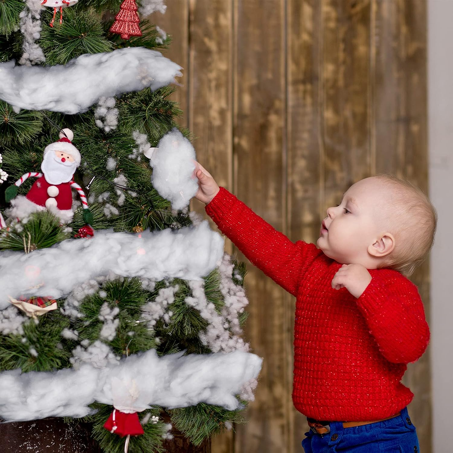 Riakrum Fake Snow Decor Artificial Fluffy Fiber Stuffing Fake White Snow for Tree Covering Home and Party Decorations(120 G) image number 6