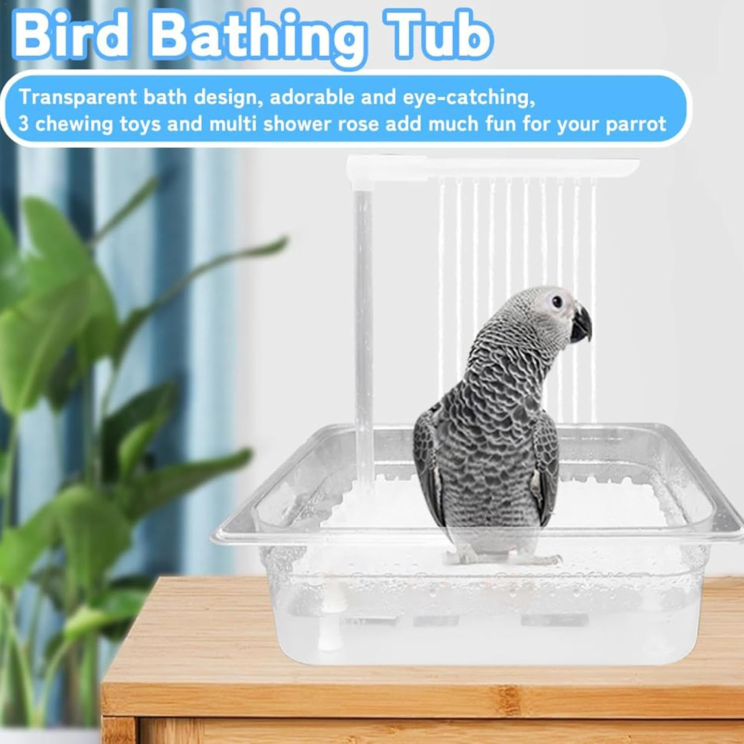Dreuhuing Bath Tub for Bird Parrot, Multipurpose Bird Bathtub with Multiple Faucets, Bird Automatic Bathtub, Parrot Automatic Bathtub, Fountain Shower for Budgie Bath, Parrot Bath Box for Cage image number 2