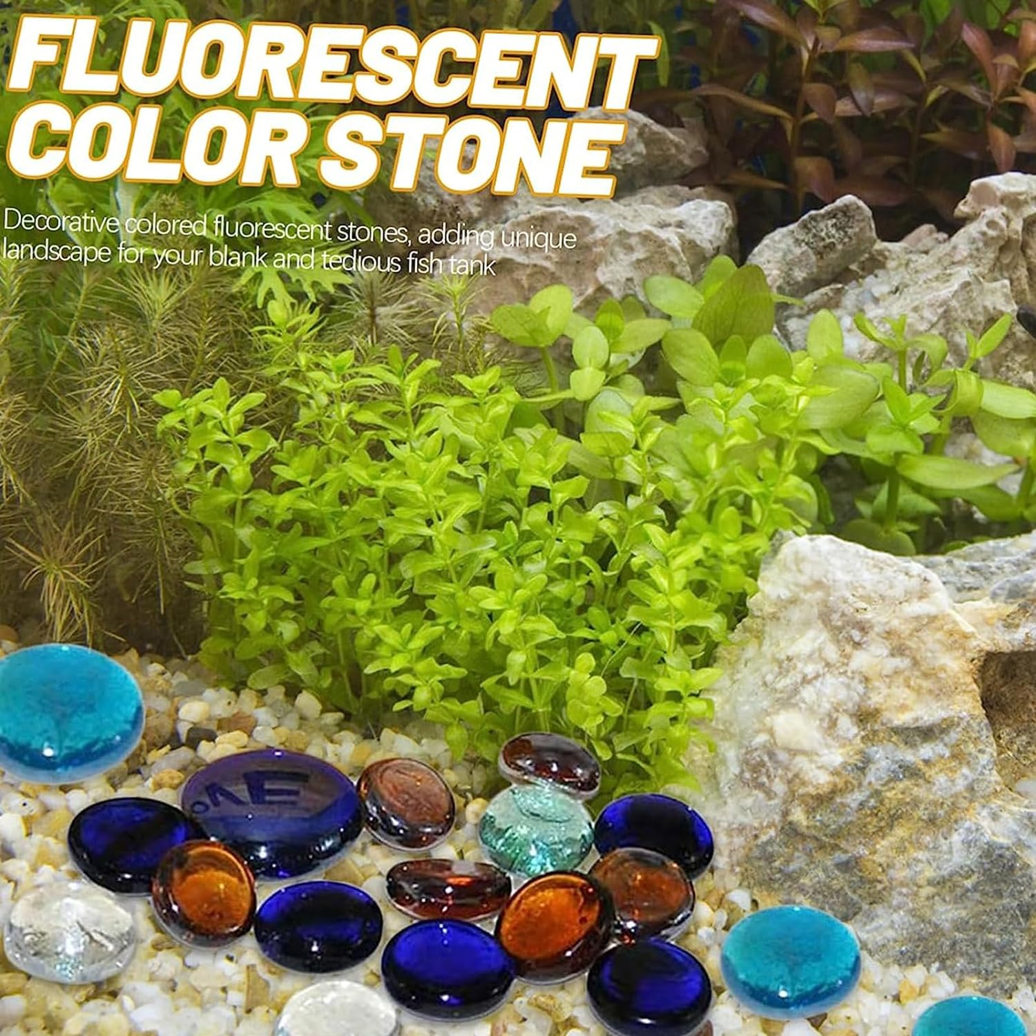 Decoration Fish Tank Gravel Upgraded - Mutilcolor Aquarium Gravel Rocks Crystal Stones Sea Glass Rock Crystal Pebbles for Freshwater Aquariums, Fish Turtle Tanks, Gardens, Flower Pots (100G) image number 3