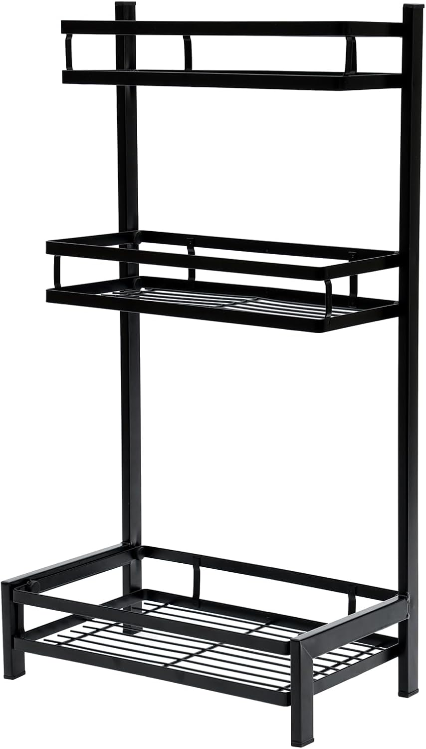 Kitchen Countertop Organiser 3-Level Kitchen Rack, Metal Spice Rack Countertop, Kitchen Shelf under Sink Organiser, Kitchen Bench Top Organiser Kitchen Top Organizer Shelves - Spice Jars Bottle-Black image number 1