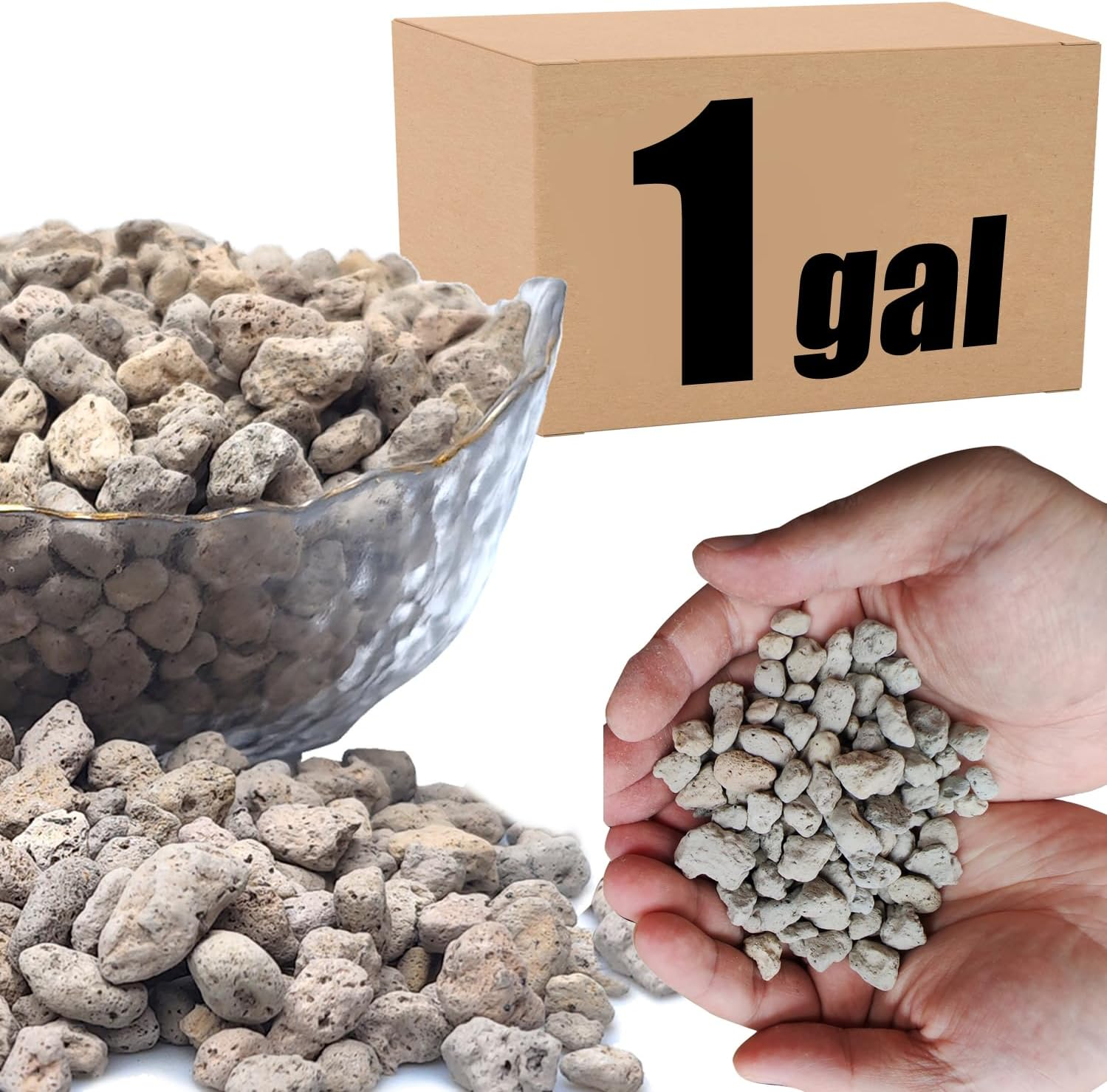 Organic Pumice for Bonsai and Horticultural 100% Natural (1 Gallons, 1/2 Inch)
