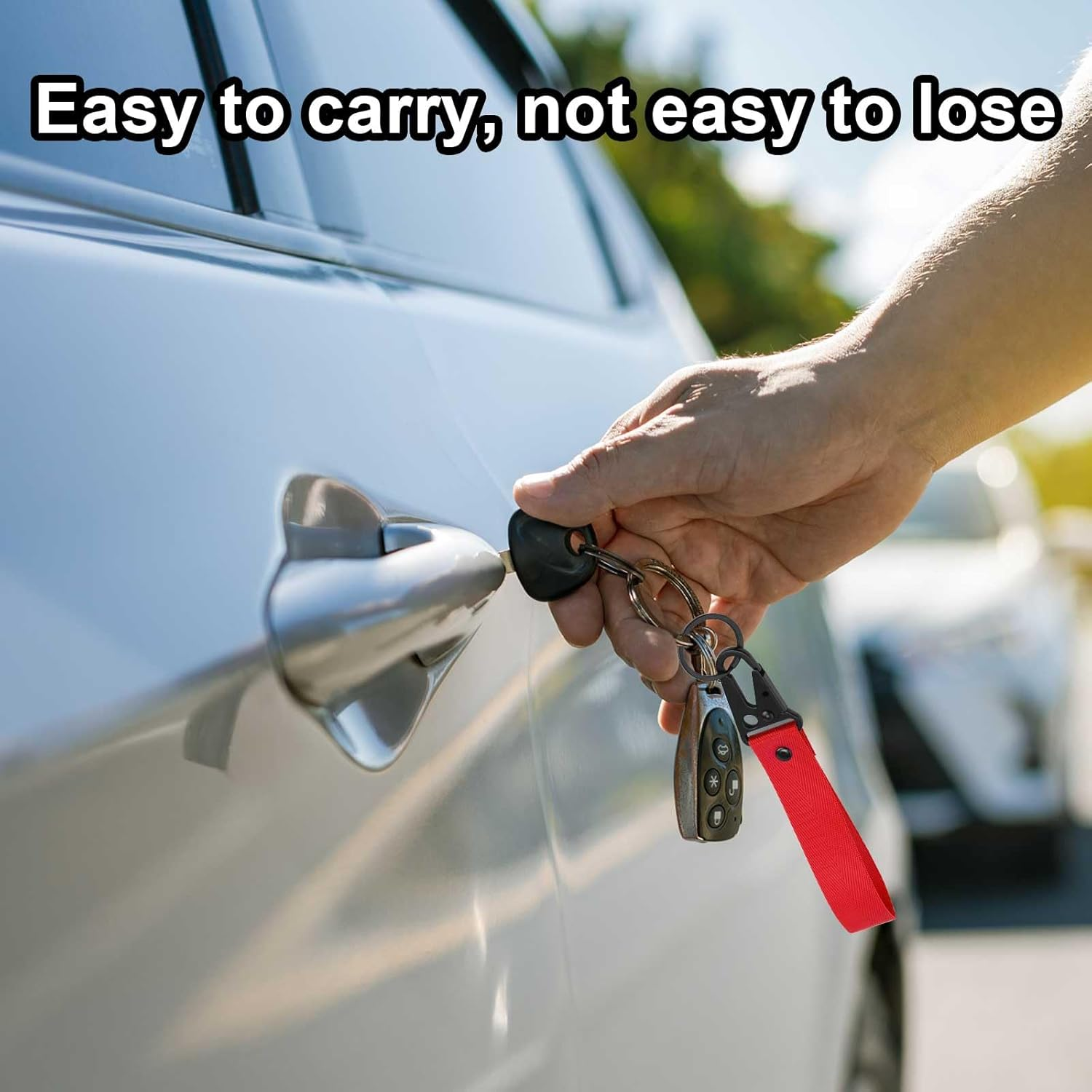 Gosknor 2Pcs Motorcycle Keychains, Black & Red Fabric Key Chain Stylish Motorcycle Key Tag Motorcycle Lanyard for Keys Anti-Lost Key Ring for Men Women Cars Motorcycles Bikes, Red