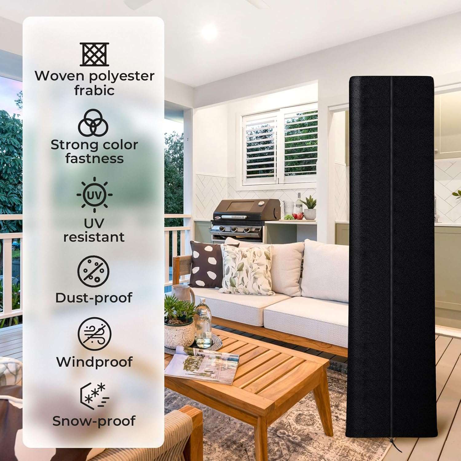 Pyramid Patio Heater Covers, Outdoor Pyramid Propane Heater Cover, Heavy-Duty and Weather-Resistant Oxford Fabric, Waterproof, Dust-Proof, Snow-Proof, Windproof, with Zipper and Storage Bag image number 2