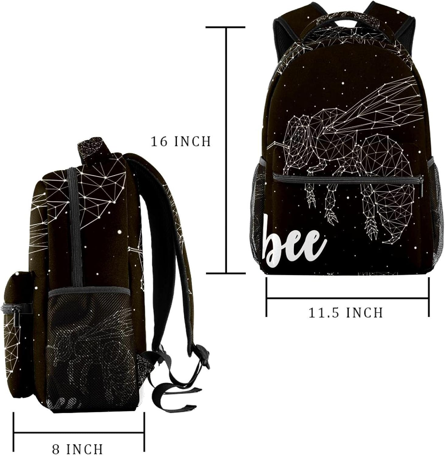 Bee Constellation Backpack Students Shoulder Bags Travel Bag College School Tote Backpacks image number 3
