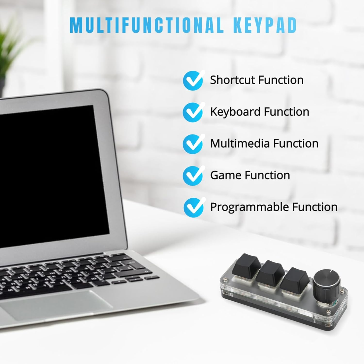 Jectse OSU Keypad, 3 Keys One Handed Macro Mechanical Keyboard with Knob, Programmable Macro Keypad, RGB Backlit, USB Powered image number 5