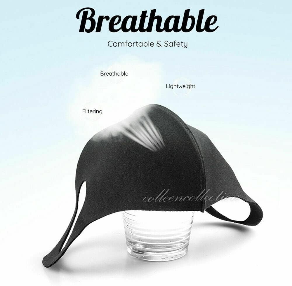 Mask 1X Black Fashion Face Mask Stretch Lightweight Fabric Covering Reusable Maskes Washable Unisex image number 3