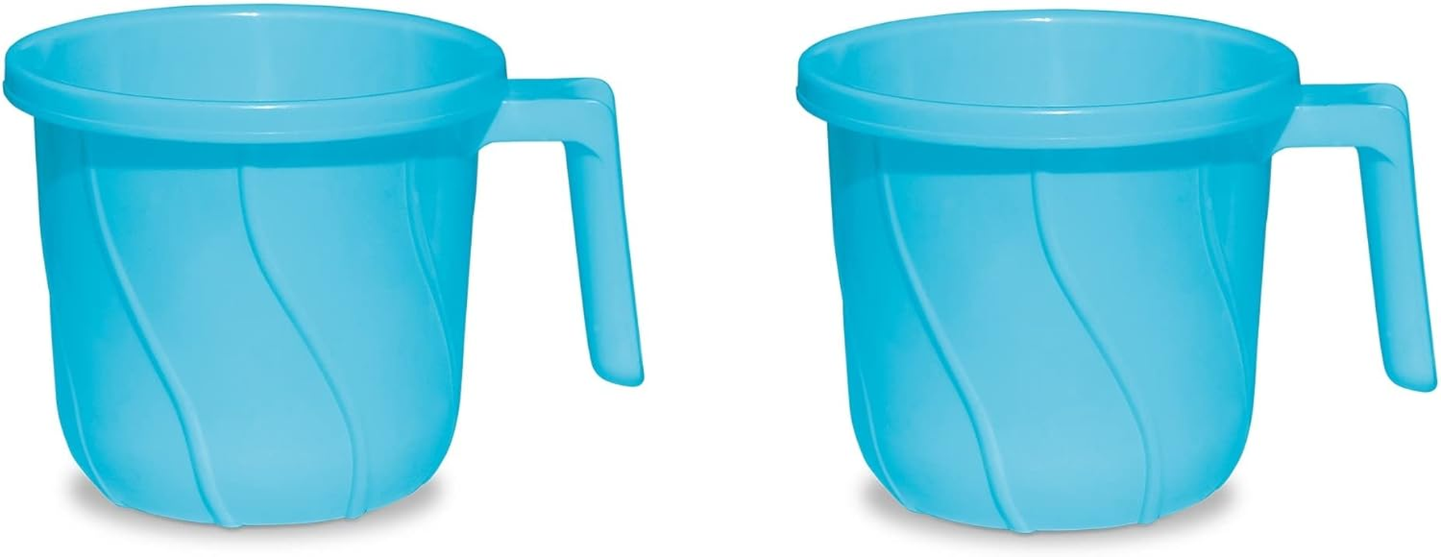 Premium BPA Free Plastic Mugs for Bathroom, Bath Mug, Stripes Design Bathing Mugs Dabba Camping Mug, 50 Ounce Capacity (Pink, 2)