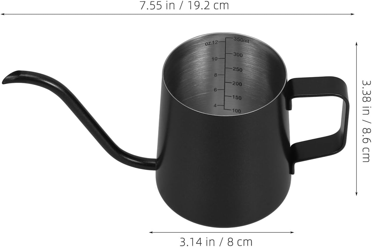 TOBBOMEY Gooseneck Coffee Kettle Stainless Steel Manual Pour-Over Pot with Fine Spout for Home Brewing Hand Drip Coffee Tea Milk and Precise Water Flow Control