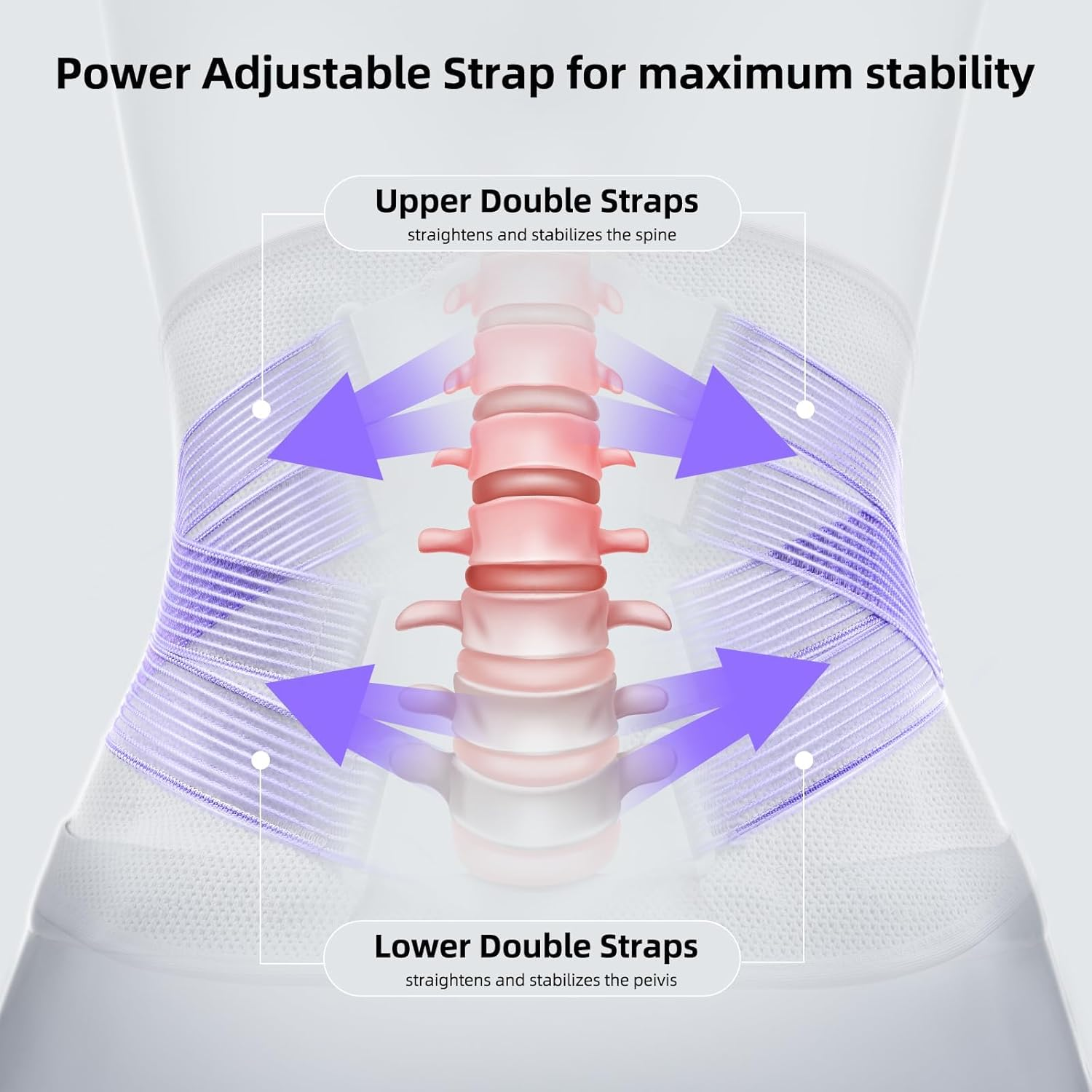 Koeay Back Brace for Lower Back Pain Women with Bionic Support System, Adjustable Knitted Lumbar Support Belt, Breathable Mesh Design with Lumbar Pad,For Herniated Disc,Sciatica,Scoliosis (Large) image number 3