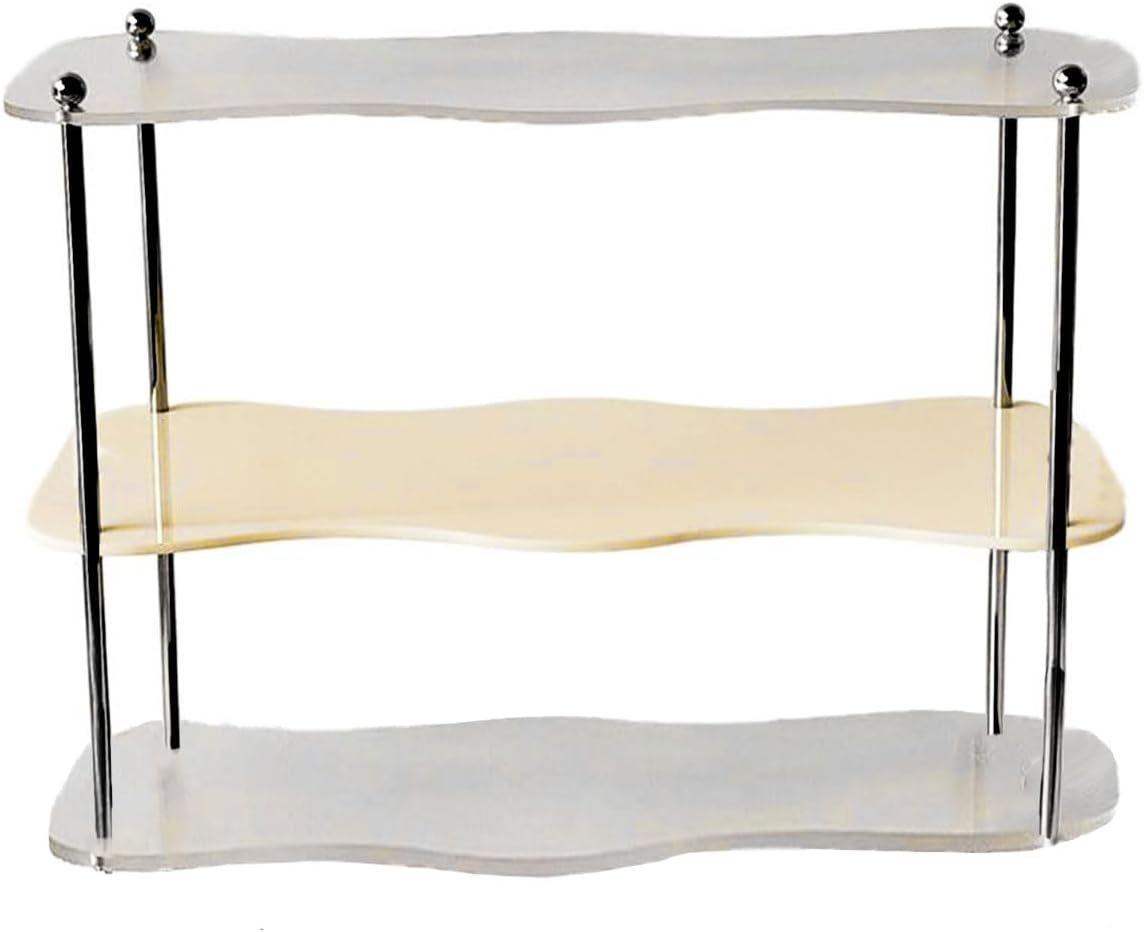 AIMALL Elegant Acrylic Desktop Storage Rack, Fashion Ins Style Water Cup and Perfume Holder, Removable Shelves, 15.75 X 5.91 X 12.6 Inch