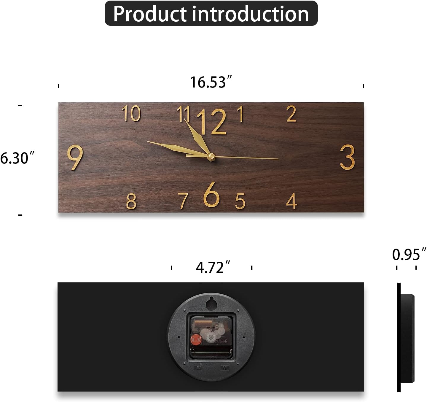 KOLYMAX Rustic Wall Clock Silent Non-Ticking, Frameless Art Wall Clocks Farmhouse Wall D&eacute;cor，Rectangle Handmade Clocks Decorative for Home Living Room Kitchen Office, Battery Operated image number 1