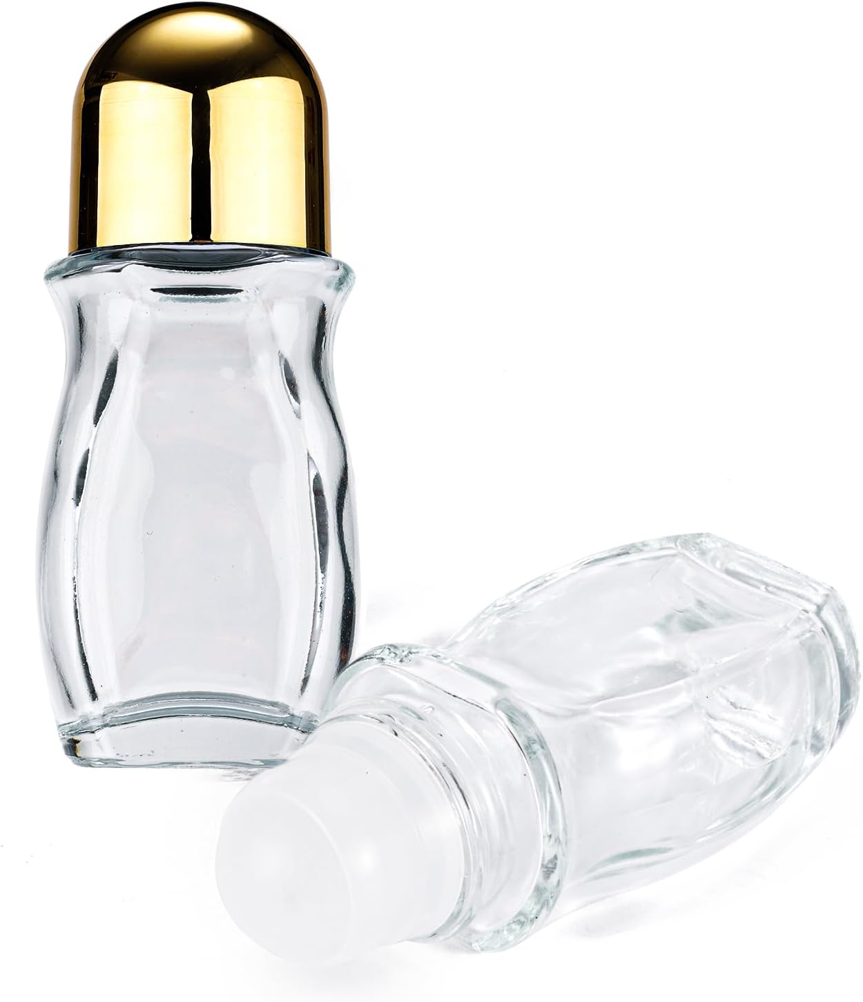 PEUTIER 2Pcs Clear Oil Roller Bottles, 1.76Oz Leak-Proof Essential Oil Bottles Roller Ball Compact Roll-On Bottles Refillable Cosmetic Containers Roller Vials for Perfume Essential Oil (Black)