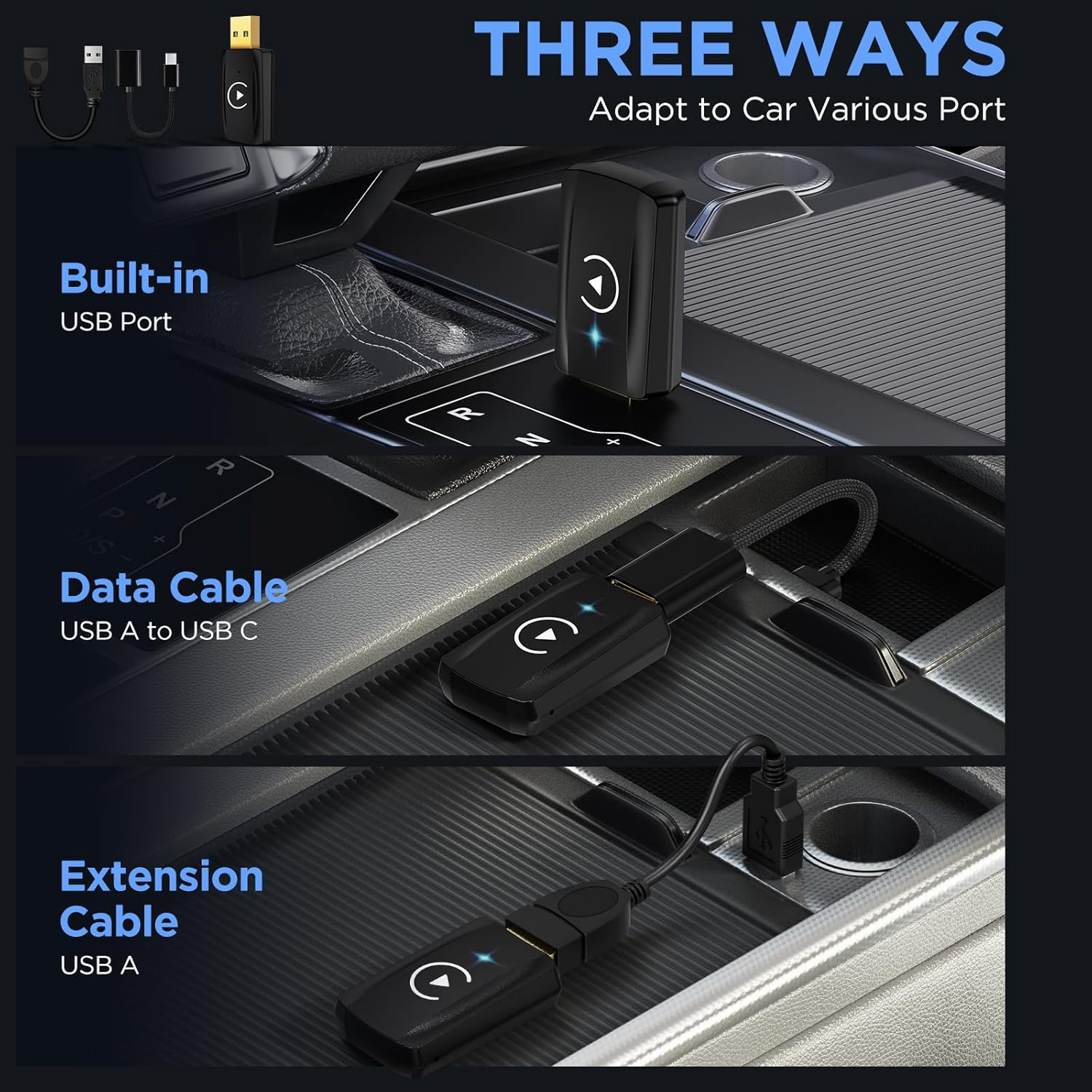 MSXTTLY Wireless Carplay Adapter Small Car Play Dongle Mini Carplay Wireless Adapter, Compatible for Apple Compatible for Iphone Ios 11+ for OEM Wired Car Model, Deep Space Black image number 5